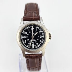 Collezio Field Women's Watch 28MM Black Dial New Brown Leather Bands New Battery